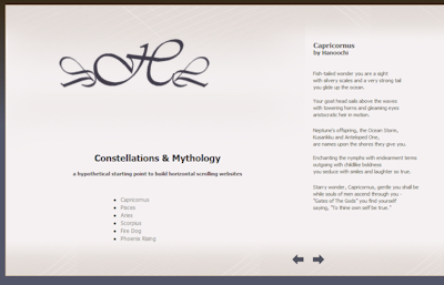 Hanoochi's Poetry Realm contains poems, sayings and quotes for inspiration. This website is currently undergoing construction using the Horizontal scrolling method. A sneek peek is shown here.