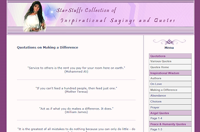 Inspirational Sayings - This page shares inspirational sayings and quotes showcasing the more artsy design requests from the web site owner. Lecticom was asked to redsign this web site to be simple but elegant as per request of the owner. 