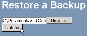 Restoring your web site from a backup file